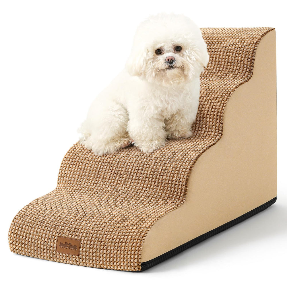COZY KISS Dog Stairs curve front view with gentle incline for small pets.