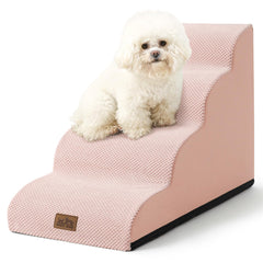 COZY KISS dog stairs curved-4step front view aids small dogs' sofa access