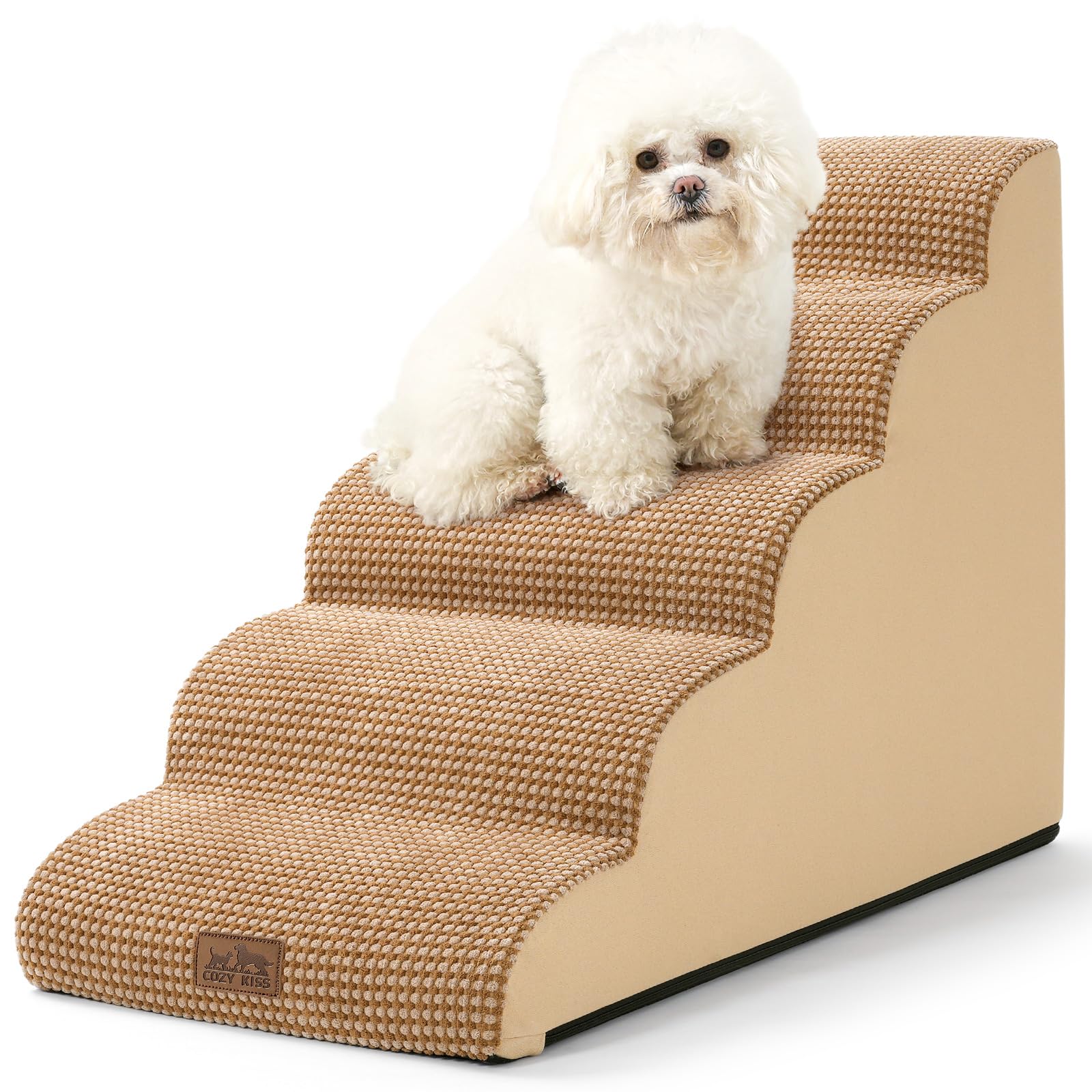 COZY KISS dog stairs curved ramp for small dogs eases couch access