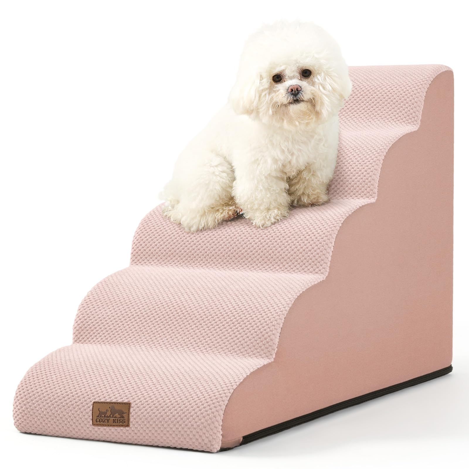 COZY KISS dog stairs curved-surface for small pets, easing access to couches.