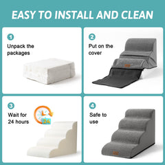 COZY KISS 5-step stairs in dark grey blend with furniture.