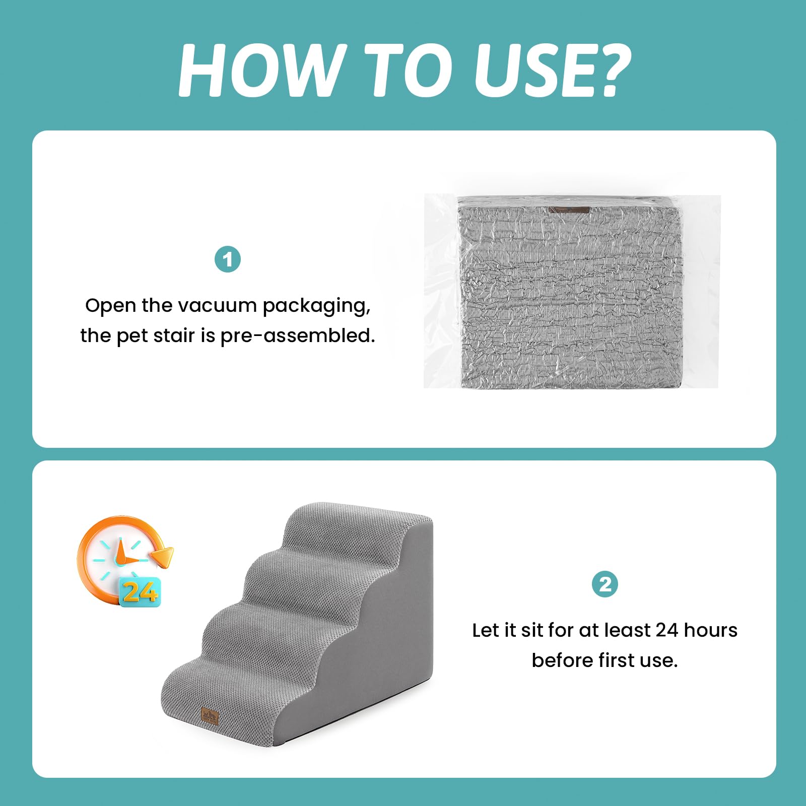COZY KISS Dog Stairs layer options fit chairs, sofas, beds, cars.