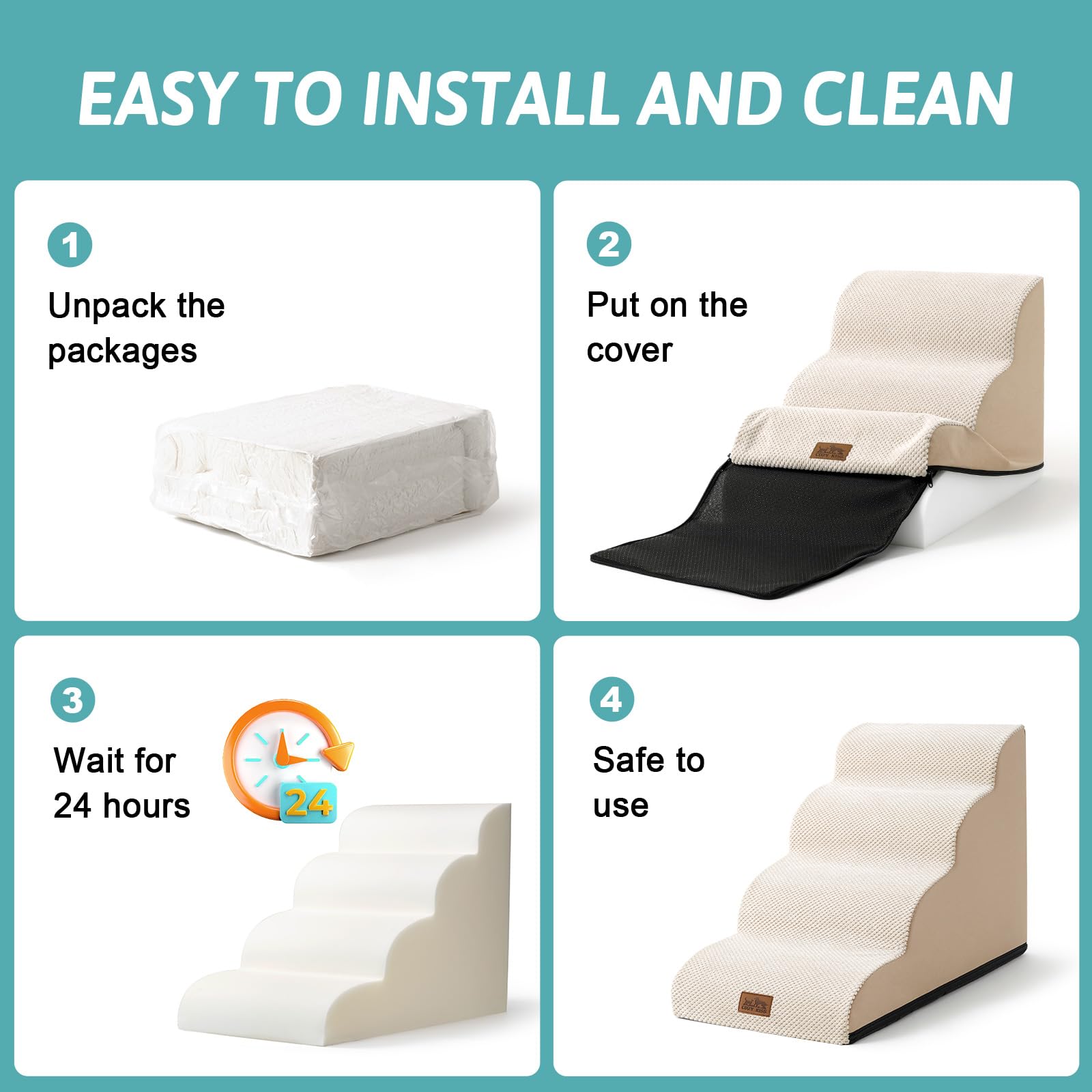 COZY KISS five-step beige stairs fit high beds and couches
