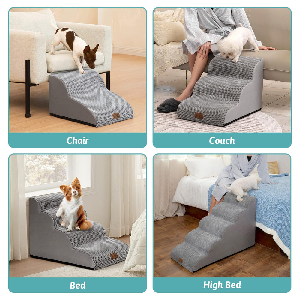 COZY KISS dog stairs five-steps-grey fits high beds and sofas