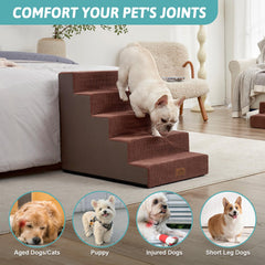 COZY KISS dog stairs five-steps top view supports easy bed access.