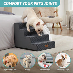COZY KISS dog stairs foam core provides sturdy support and comfortable steps for aging pets.