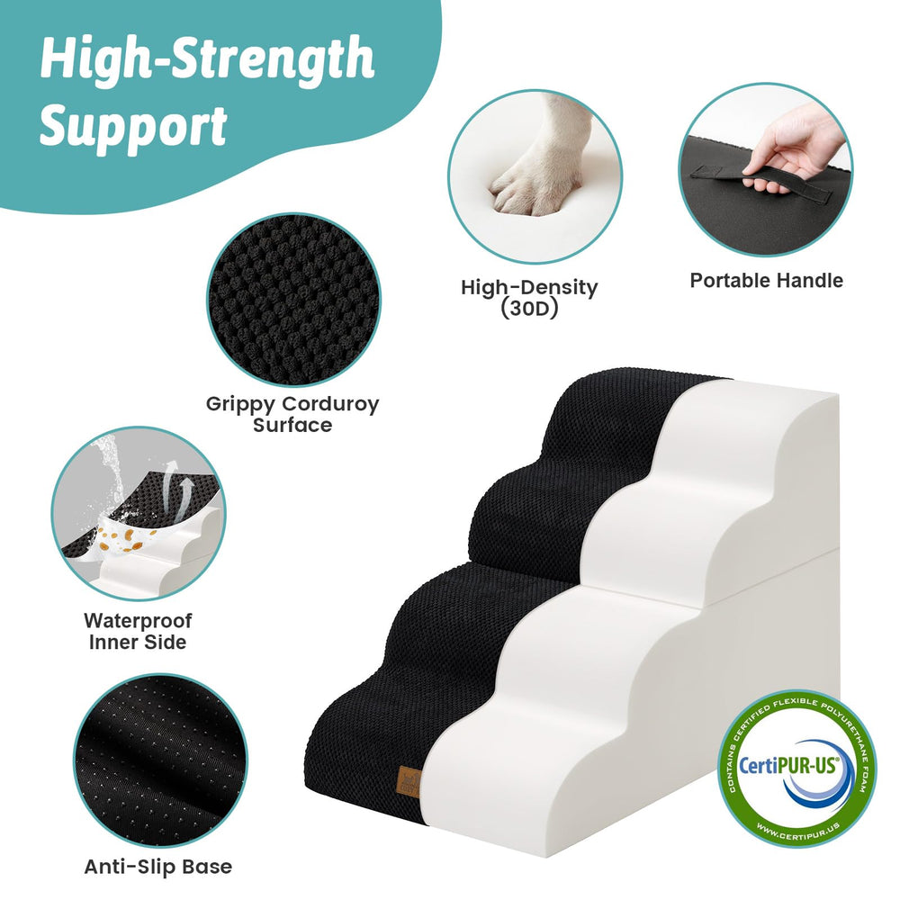COZY KISS dog stairs foam-density 80lbs support enables gradual climbs