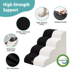 COZY KISS dog stairs foam-density 80lbs support enables gradual climbs