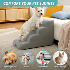 COZY KISS Dog Stairs 30D foam provides supportive climbs.