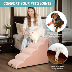 COZY KISS dog stairs foam-detail highlights 30D high-density foam for supportive steps.