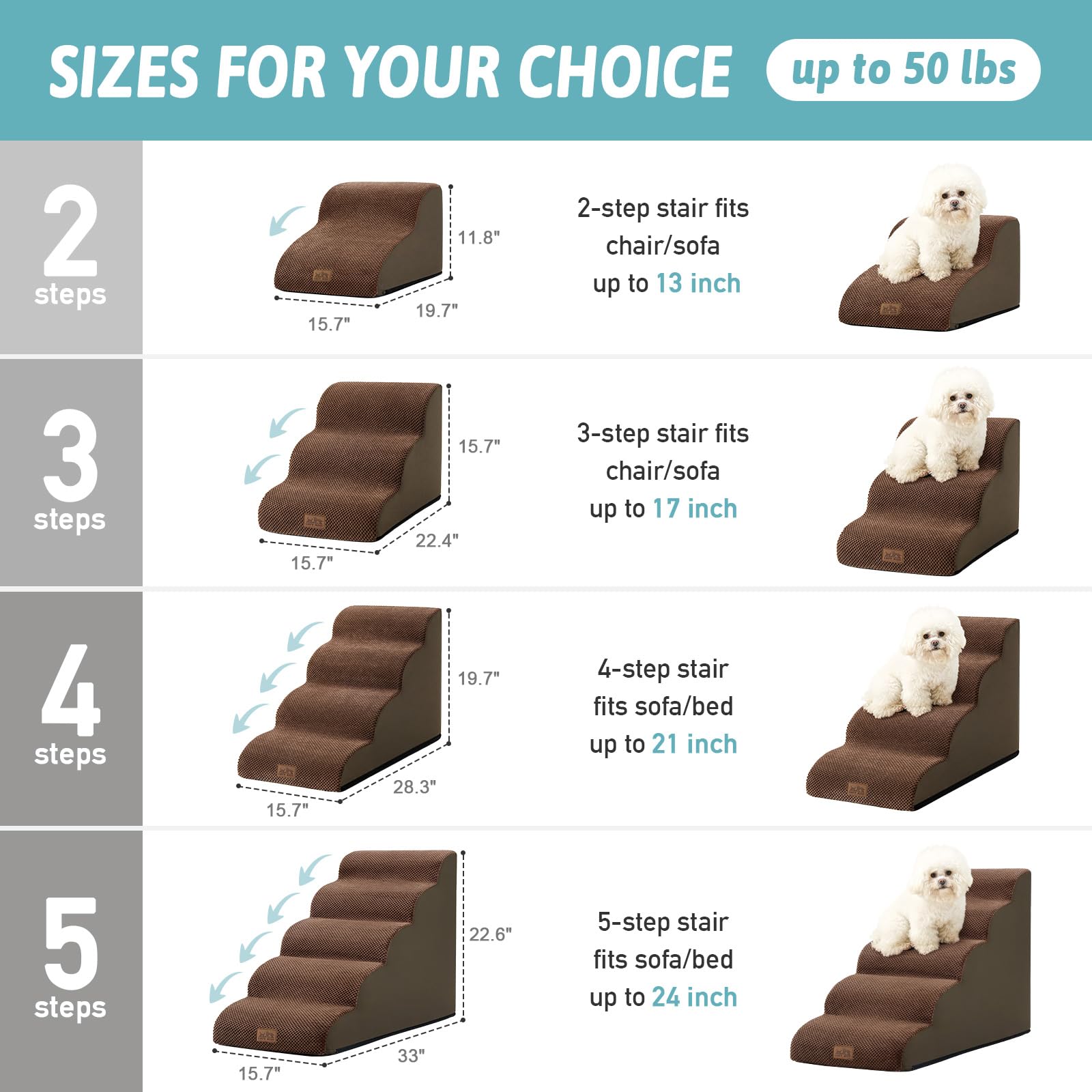 COZY KISS four-step stairs next to sofa for easy access