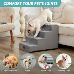 COZY KISS four-tier dog stairs side view for easy climbing.