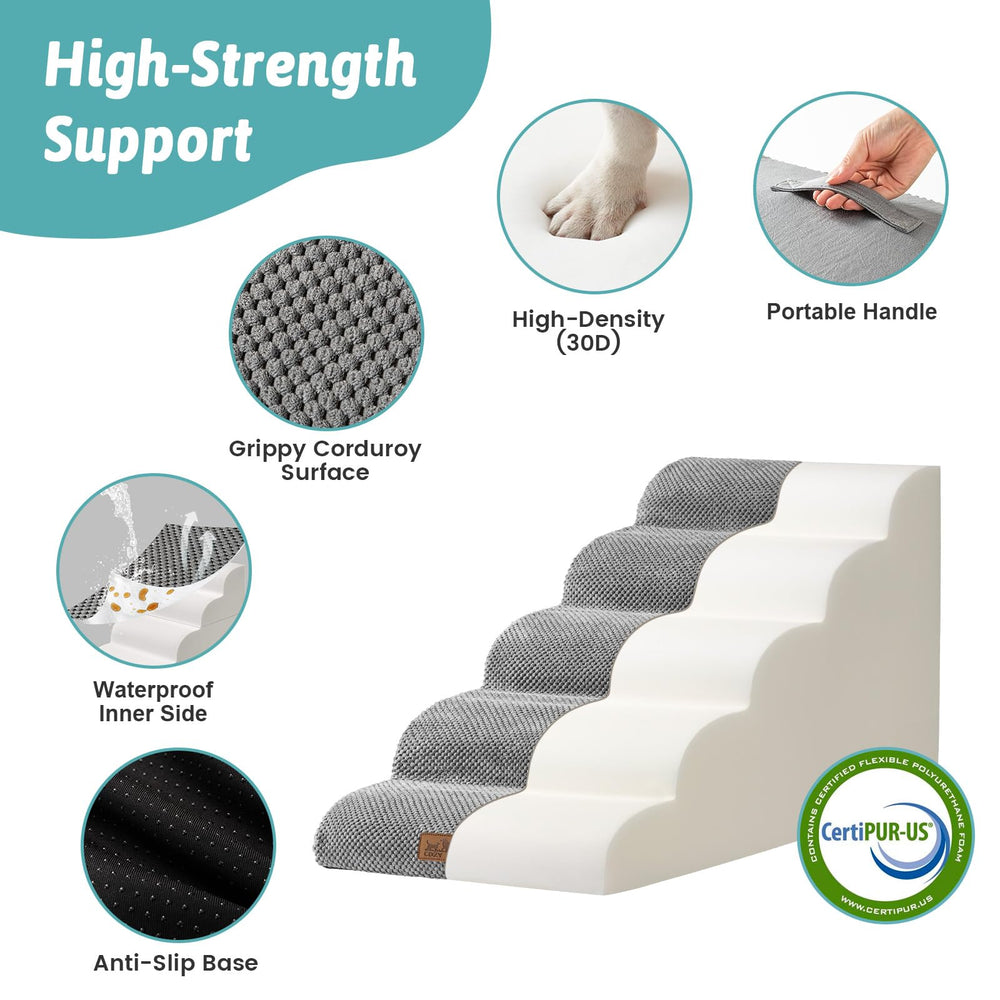 COZY KISS Dog Stairs grey-cover-washable: easy cleaning after adventures.