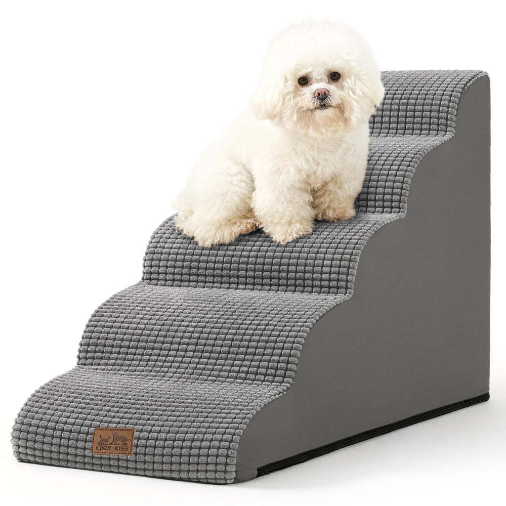 COZY KISS dog stairs high bed 5-step side view supports small dogs.