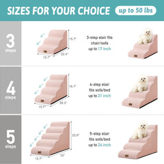 COZY KISS dog stairs high-bed-setup enables easy reach for puppies and seniors.