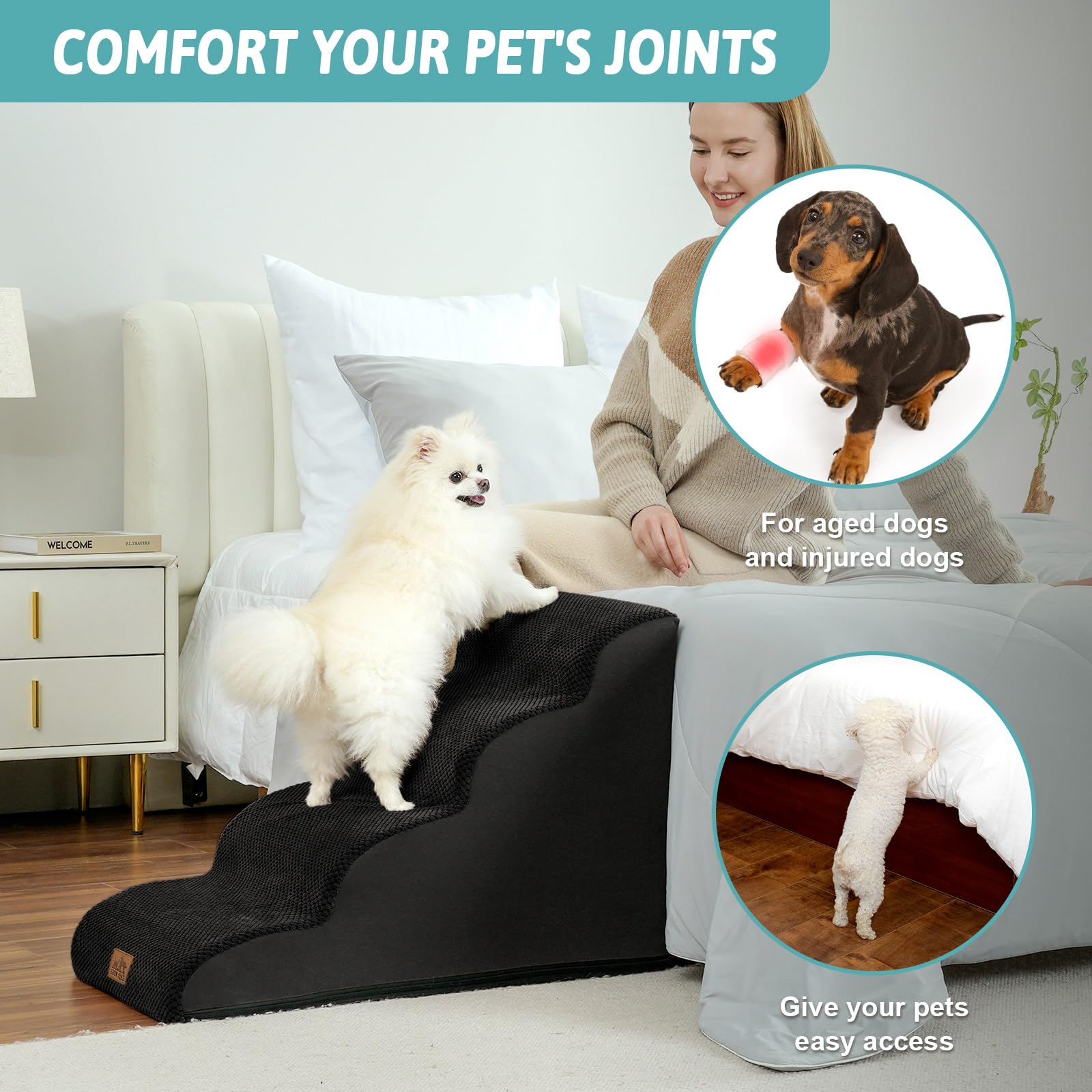 COZY KISS dog stairs leakproof bottom prevents slipping