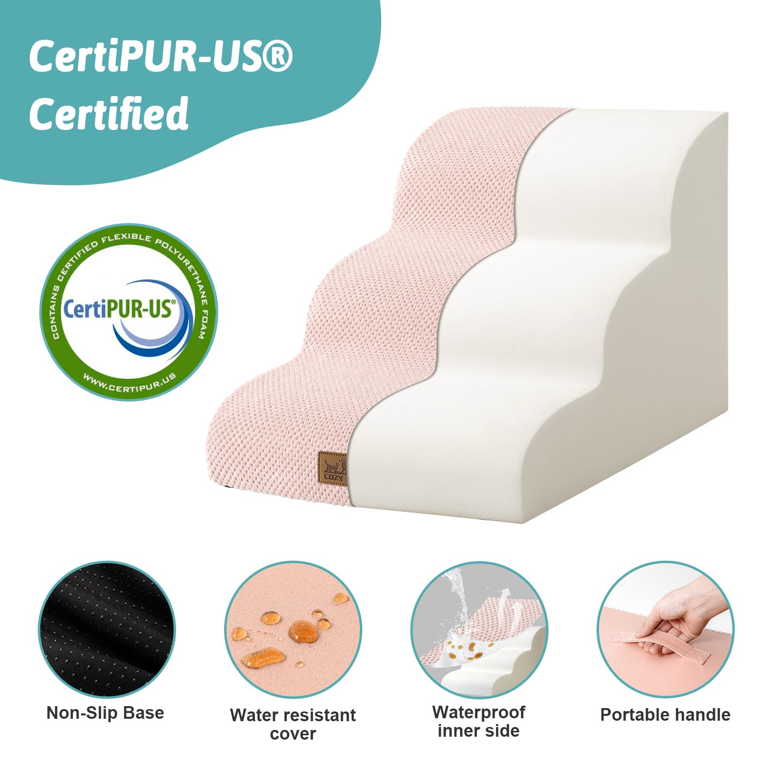 COZY KISS dog stairs leakproof material keeps paws dry during use