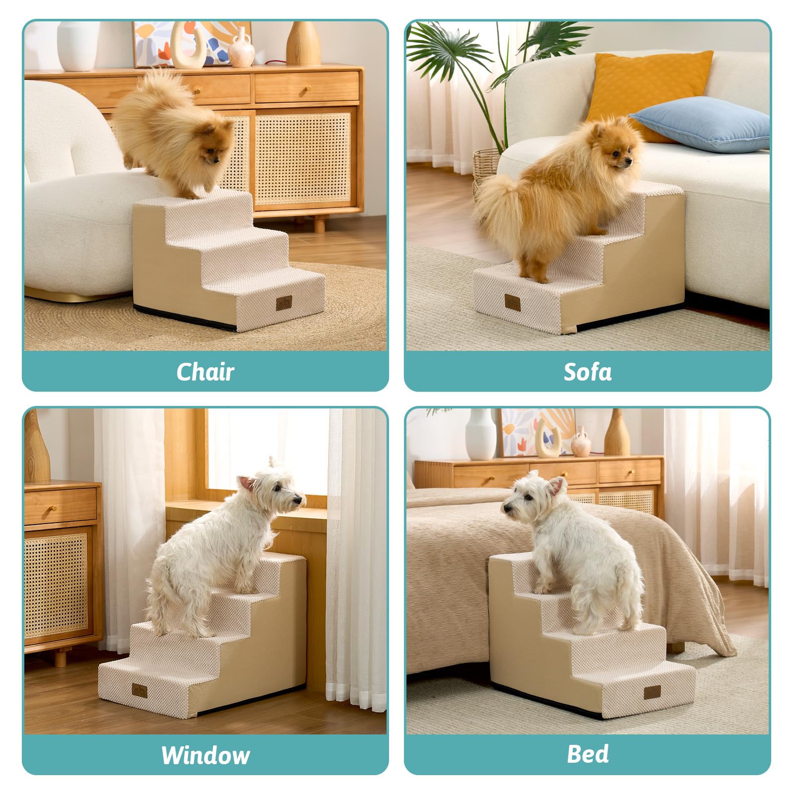 COZY KISS dog stairs non-slip base improves traction during use