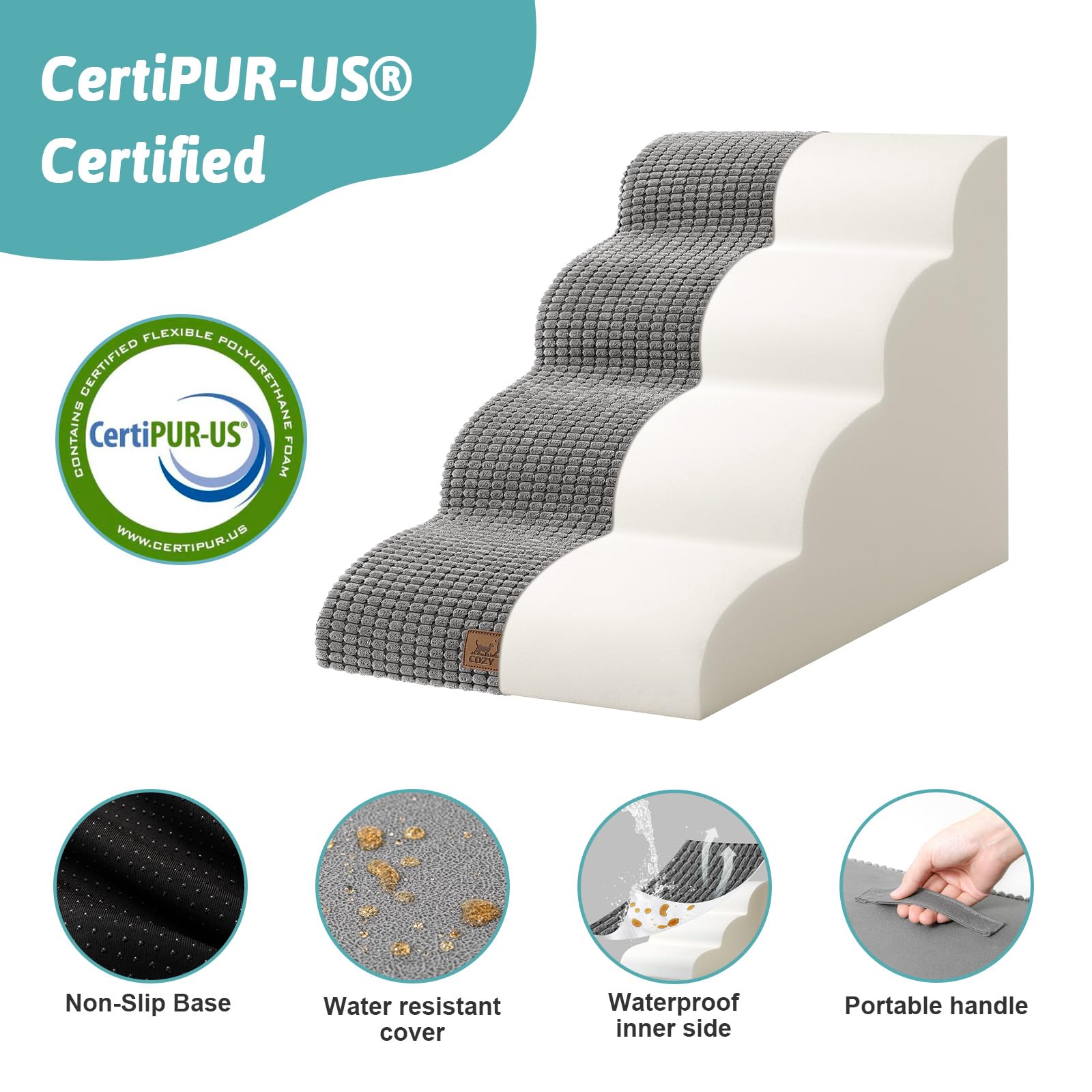 COZY KISS dog stairs non-slip-base prevents sliding on smooth floors.