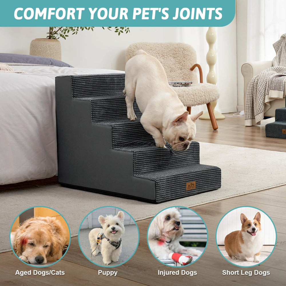 COZY KISS dog stairs non-slip base minimizes wobble