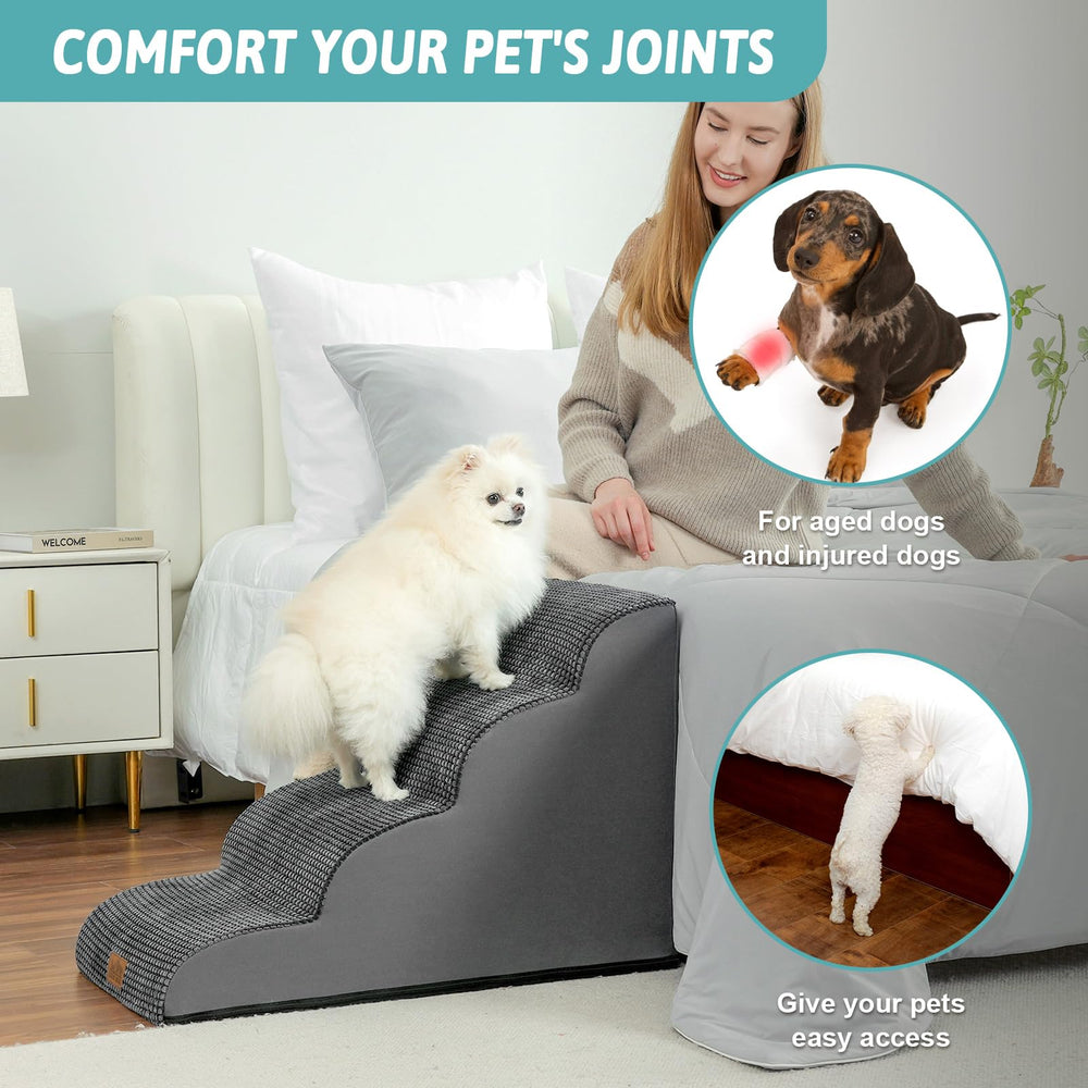COZY KISS dog stairs non-slip base keeps stairs steady during use.