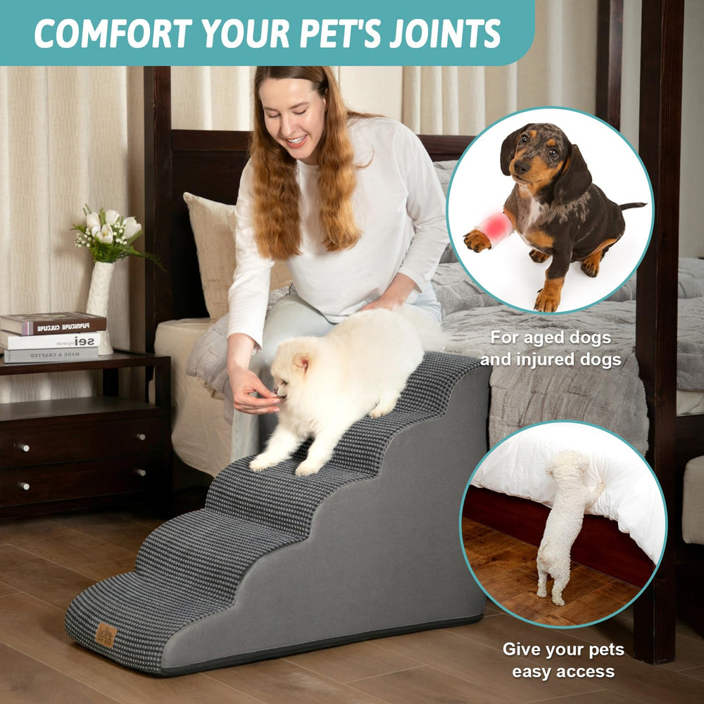 COZY KISS dog stairs with non-slip base stay steady during use.