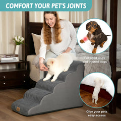 COZY KISS dog stairs with non-slip base stay steady during use.