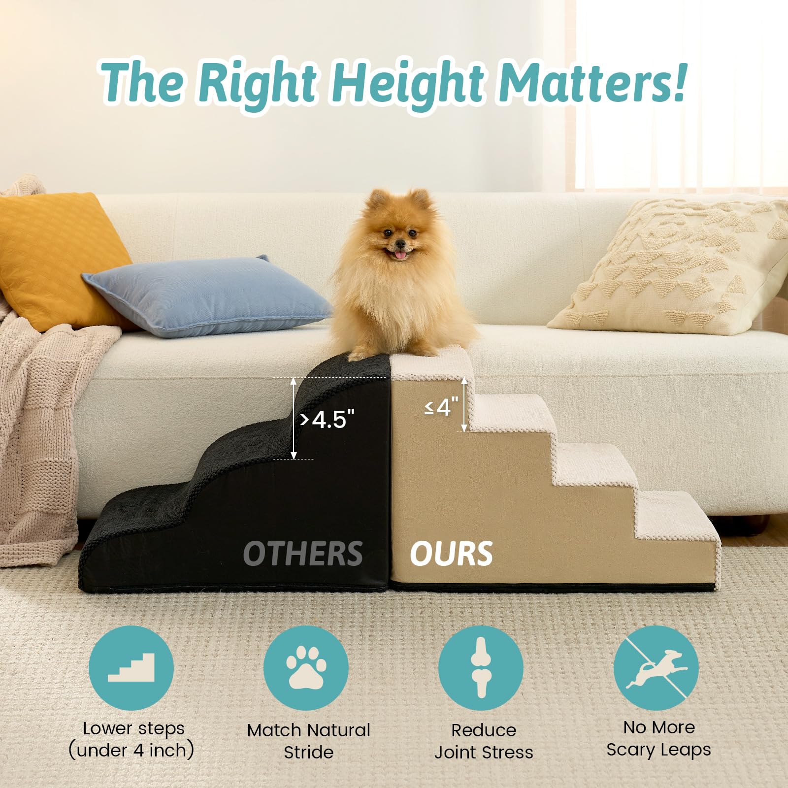 COZY KISS Dog Stairs non-slip bottom prevent movement on floors