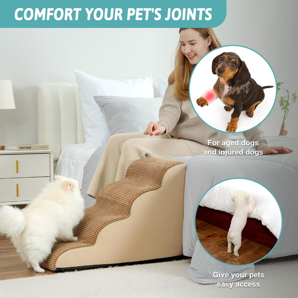 COZY KISS Dog Stairs non-slip bottom provides stable footing on floors.