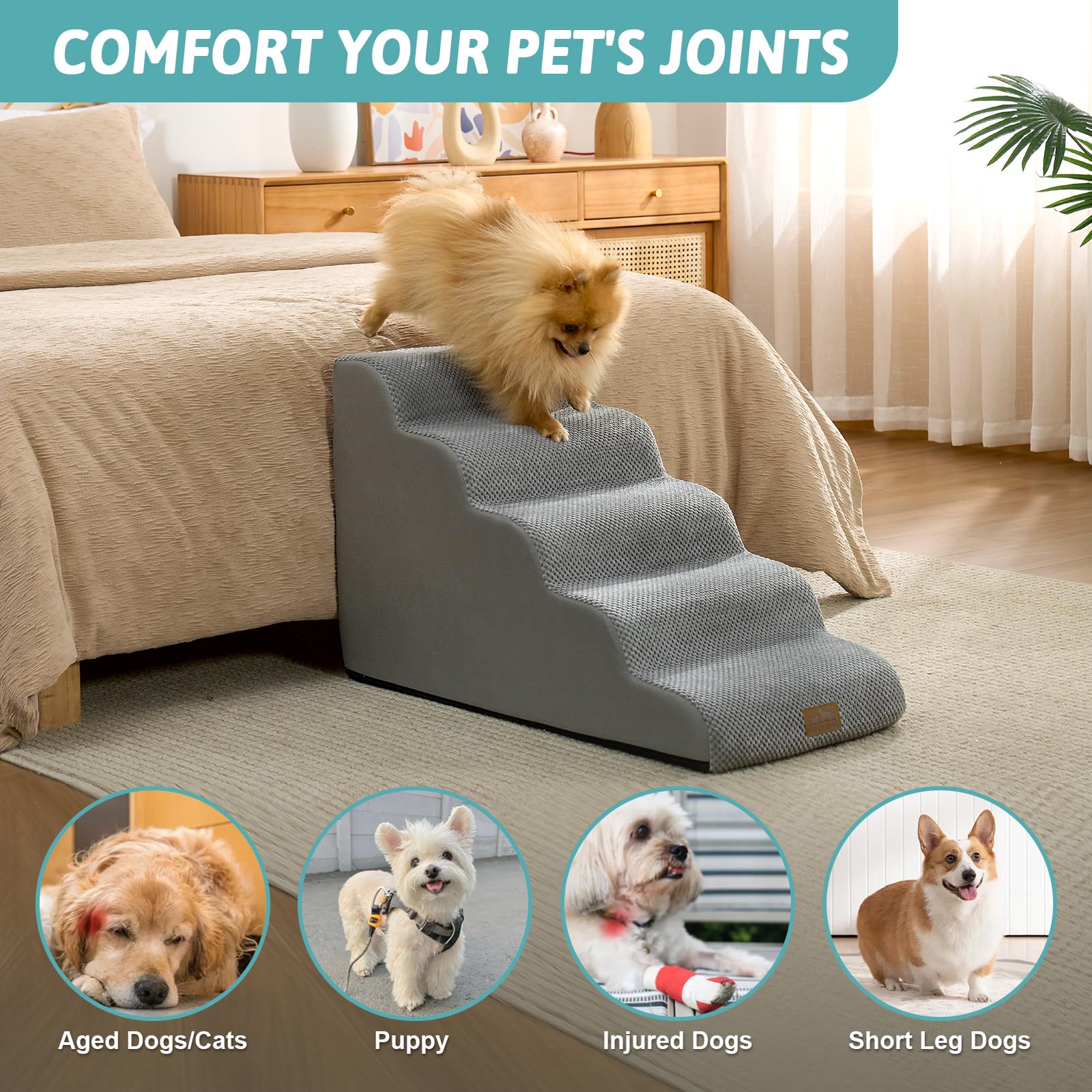COZY KISS Dog Stairs packaging-expansion: ready-to-use after 24–48 hours.