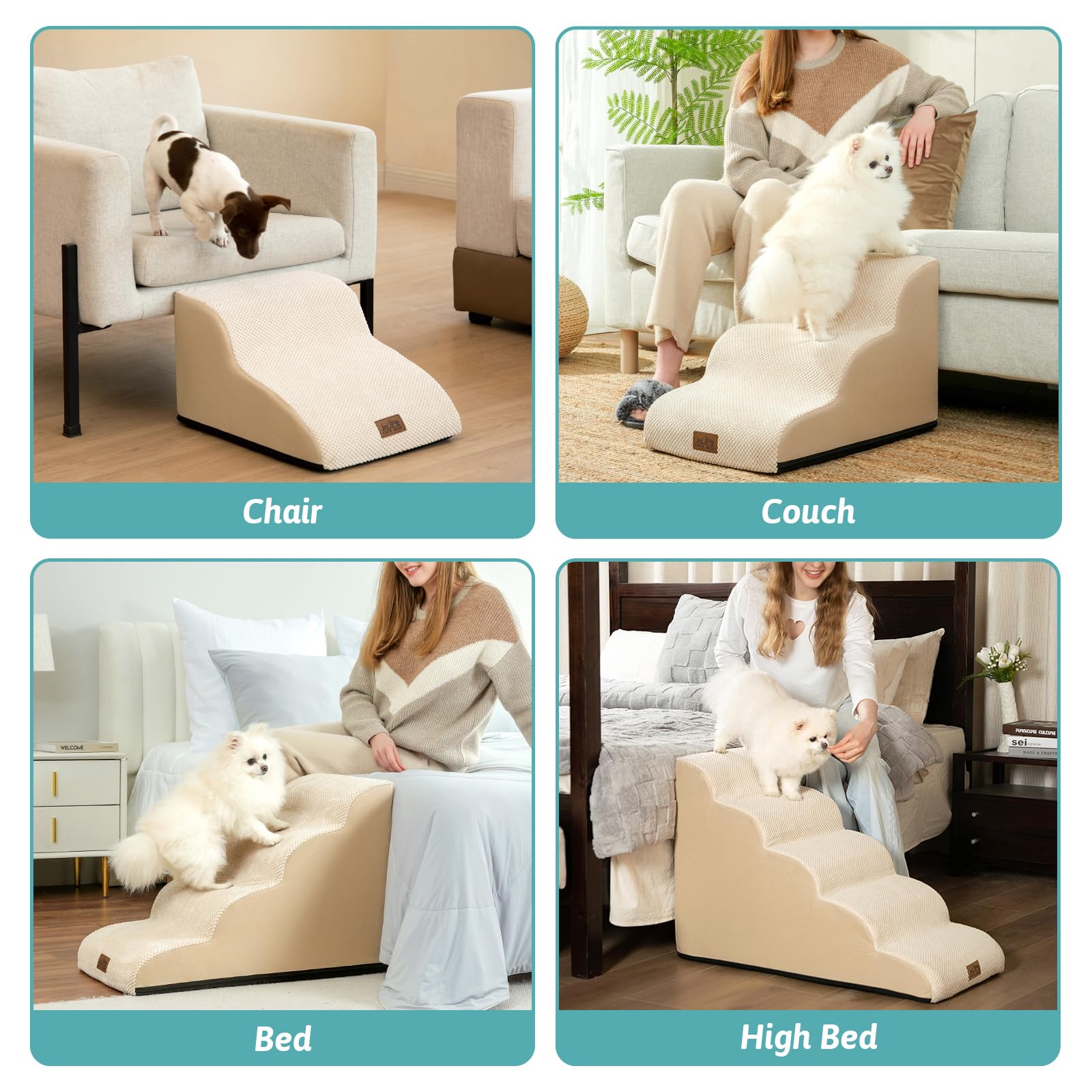 COZY KISS dog stairs portable design with back handle for carrying