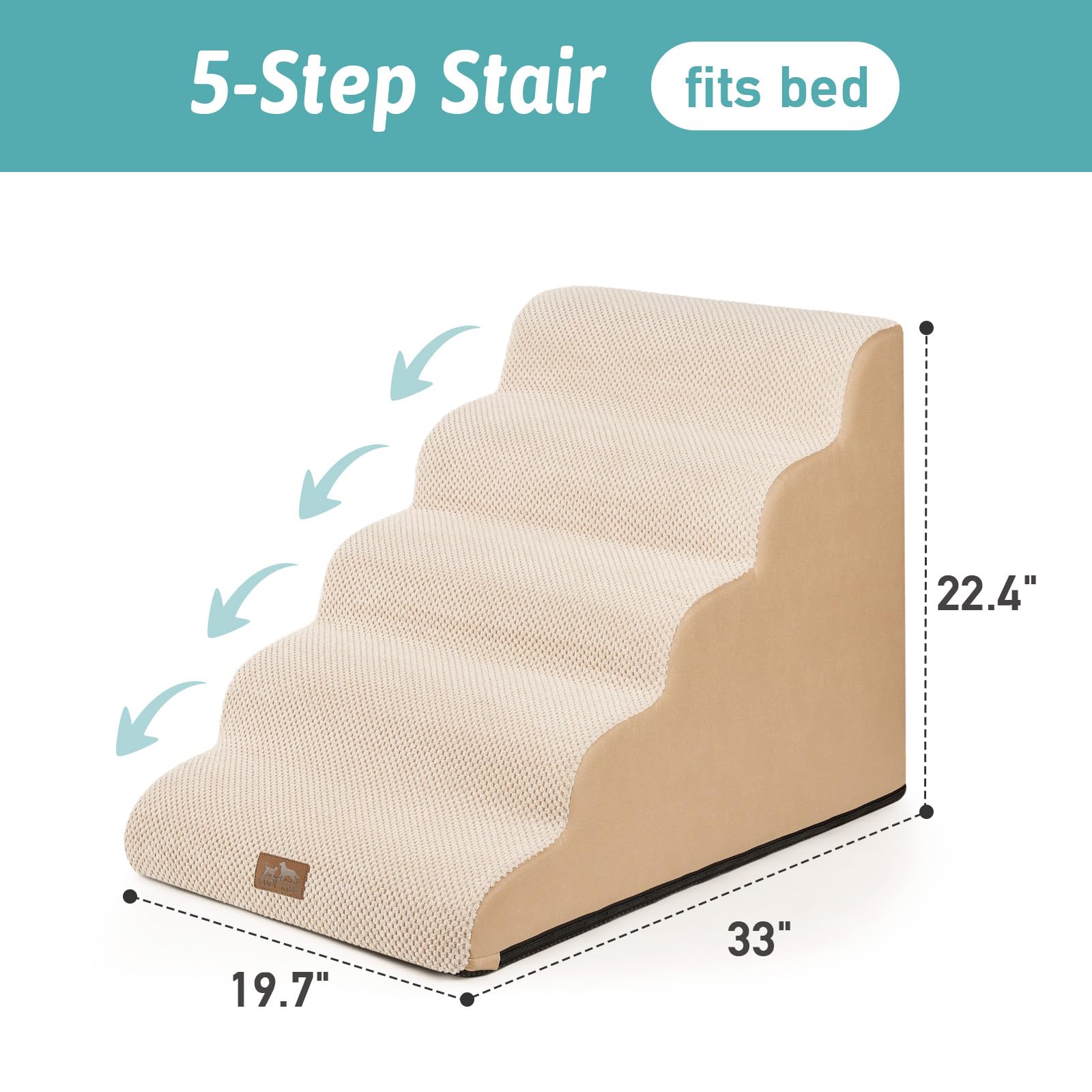 COZY KISS dog stairs ramp detail showing curved surface for gentle climbs.