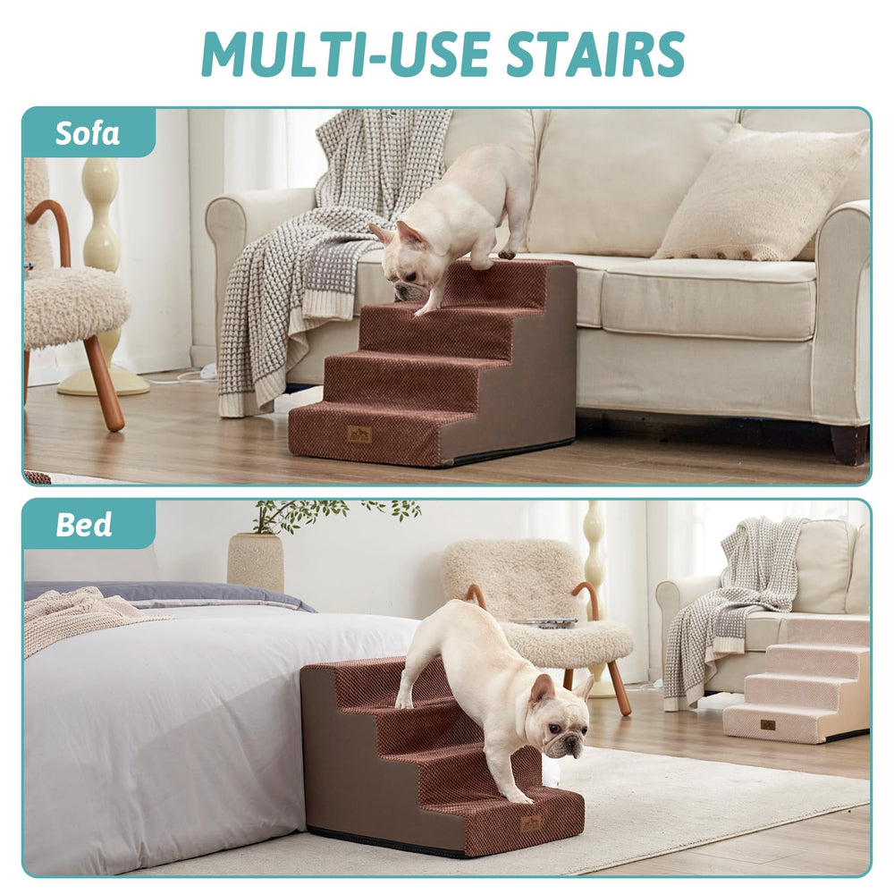 COZY KISS dog stairs four tiers demonstrate height options