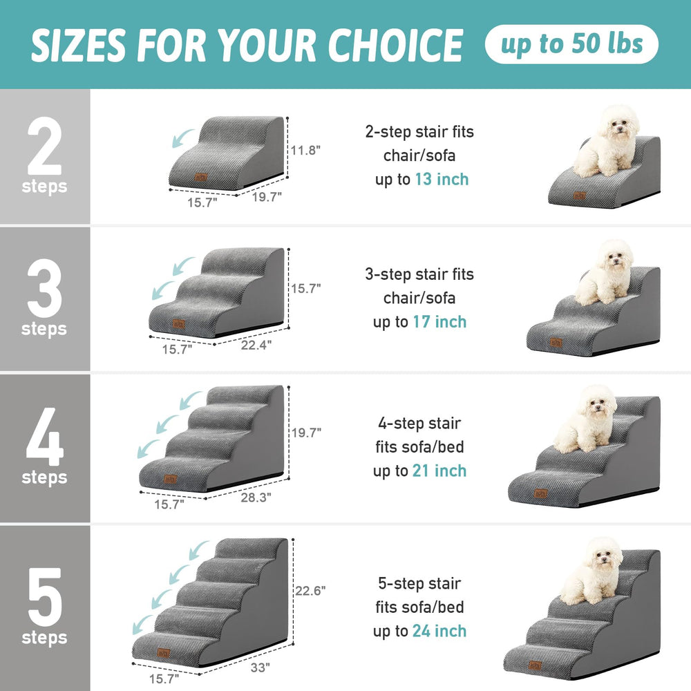 COZY KISS dog stairs soft sponge provides supportive steps reducing joint strain