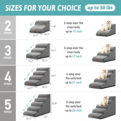 COZY KISS dog stairs soft sponge provides supportive steps reducing joint strain