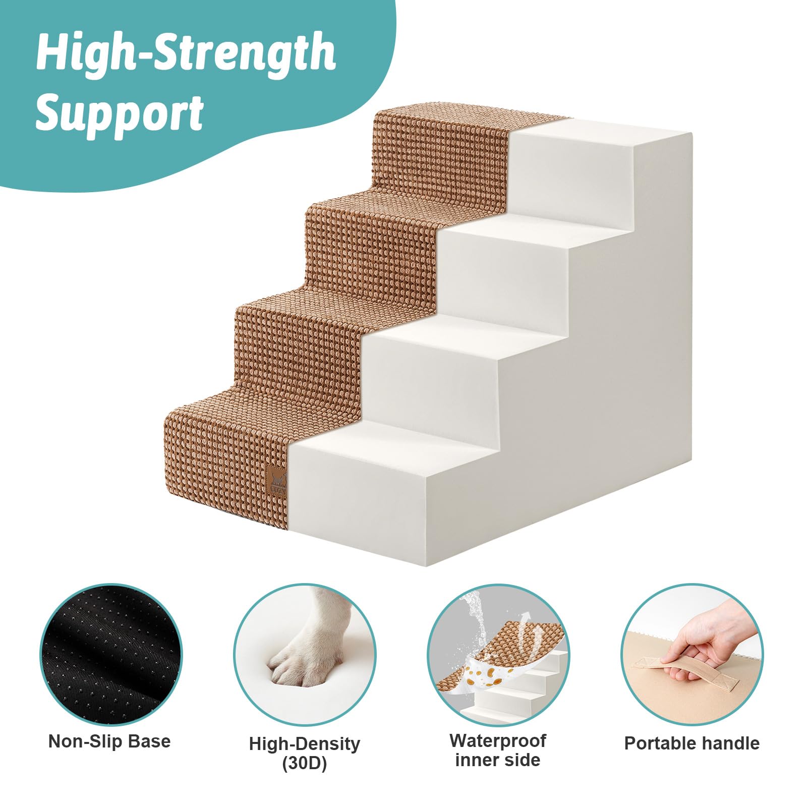 COZY KISS dog stairs arrive compactly in vacuum-sealed packaging for easy setup.