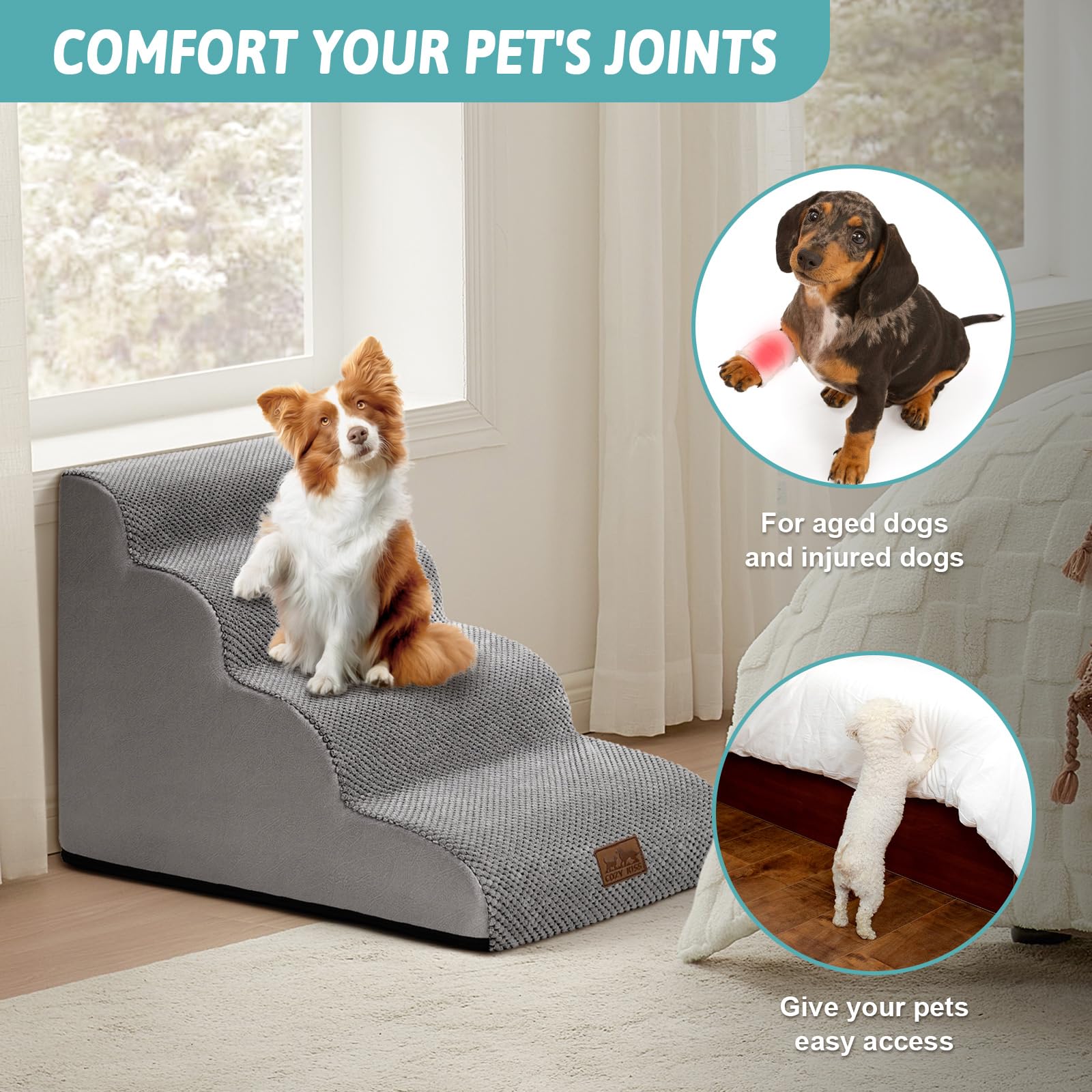 COZY KISS dog stairs washable cover keeps steps clean and fresh