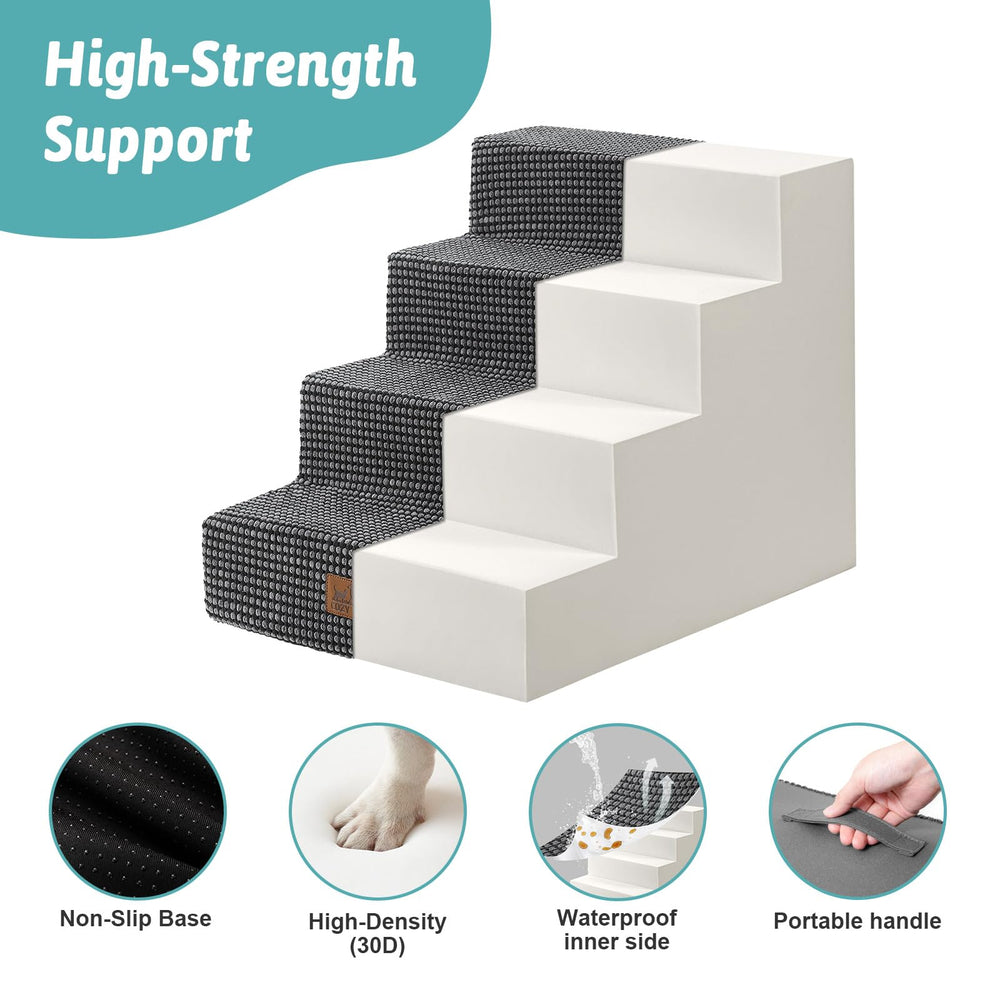 COZY KISS dog stairs waterproof inner layer protects foam from spills.