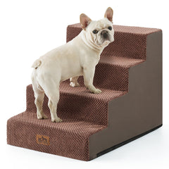 COZY KISS dog stairs wide base for stability; helps small dogs reach sofas