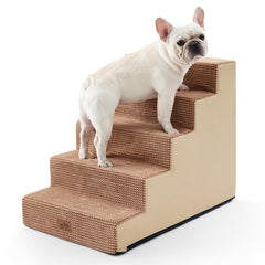 COZY KISS dog stairs wide side view highlights extra stability for small dogs.
