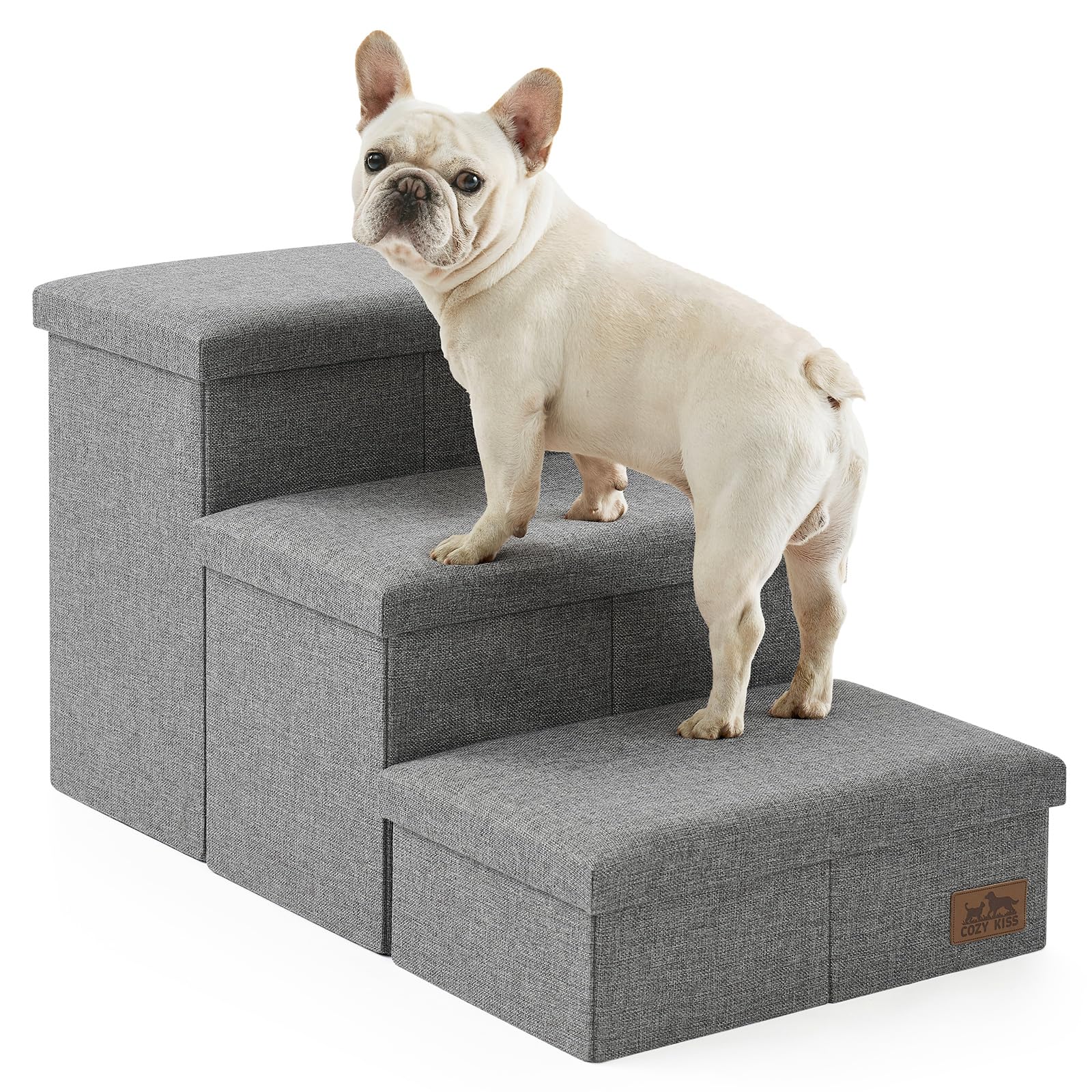 COZY KISS dog stairs wide steps top view for easy bed access