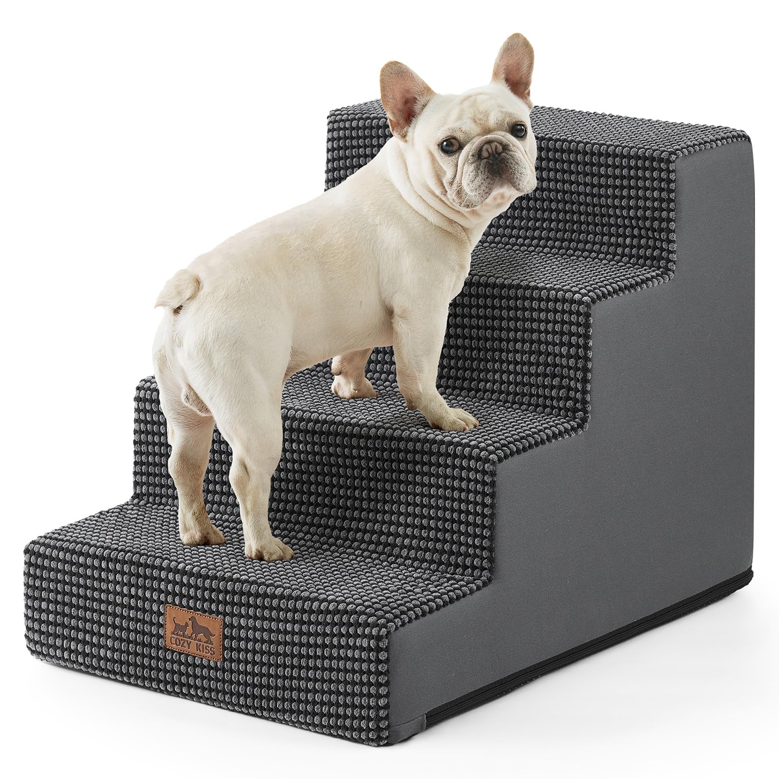 COZY KISS dog stairs widened design offers safer climbs for small dogs onto couches.