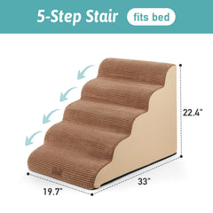 COZY KISS Extra Wide Dog Stairs foam detail highlights high-density foam for comfortable footing.