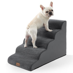 COZY KISS extra wide dog stairs front view, broad width for easy bed access.