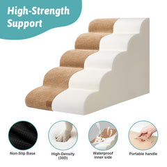 COZY KISS Extra Wide Dog Stairs non-slip base emphasizes secure footing on tile or wood.