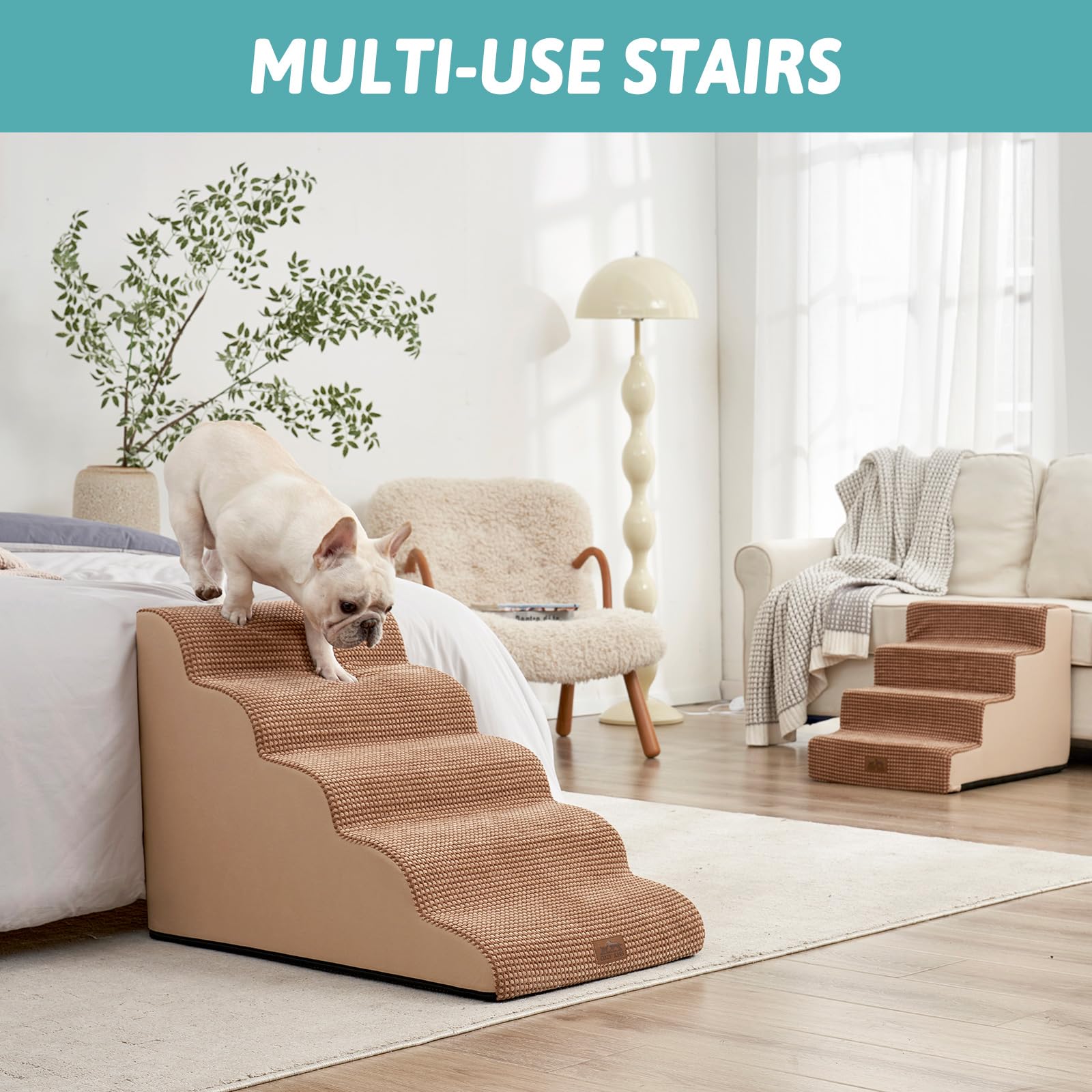 COZY KISS Extra Wide Dog Stairs packaging-wrinkles captures compact packaging ready for travel.