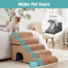COZY KISS dog stairs with tunnel entry hole, ideal for cats and small dogs.