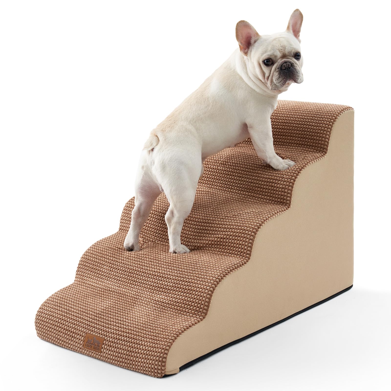 COZY KISS Extra Wide Dog Stairs wide view show a stable platform for all breeds.