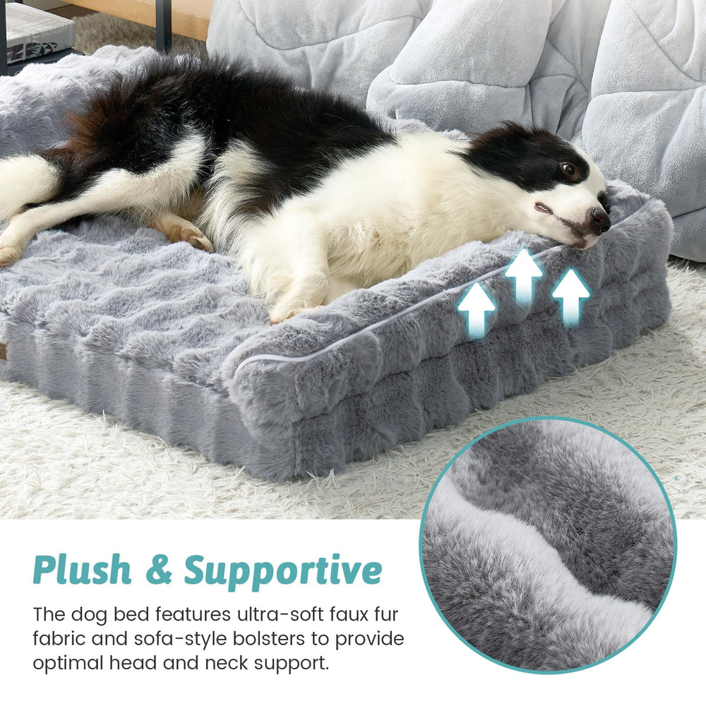 COZY KISS Faux Fur Orthopedic Bed waterproof lining protects foam from moisture