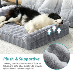 COZY KISS Faux Fur Orthopedic Bed waterproof lining protects foam from moisture